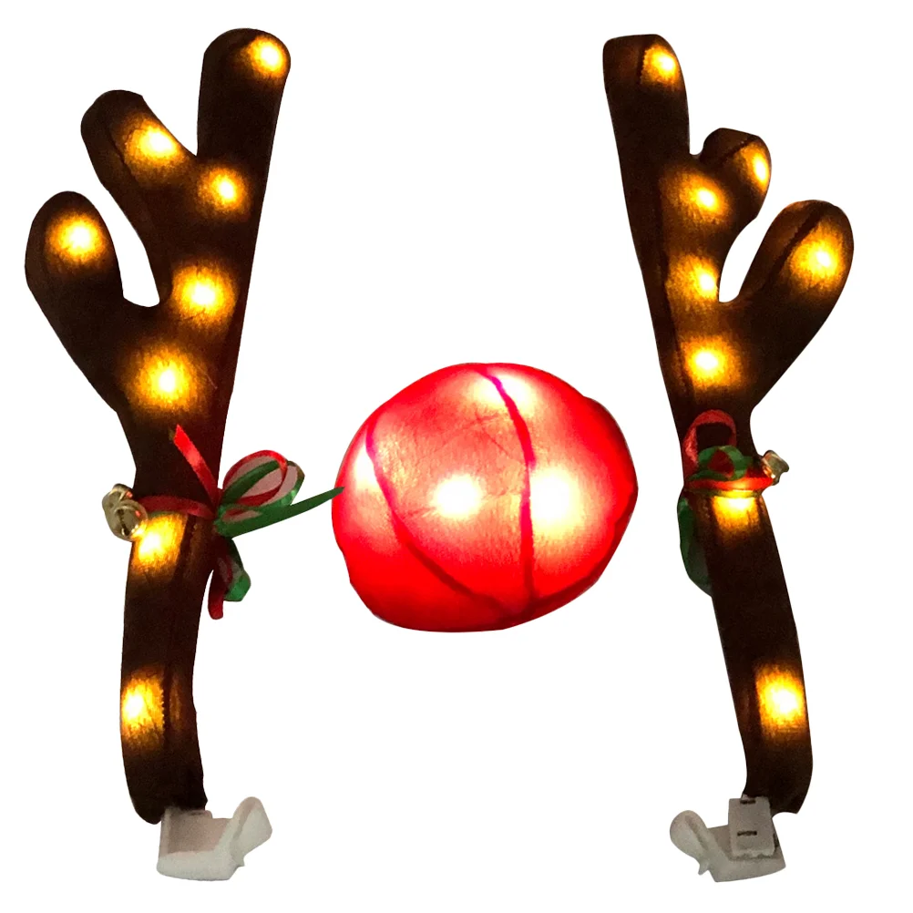 

Luminous Car Antlers Christmas Reindeer Kit for Red Nose Xmas Auto Accessories Horns Cars