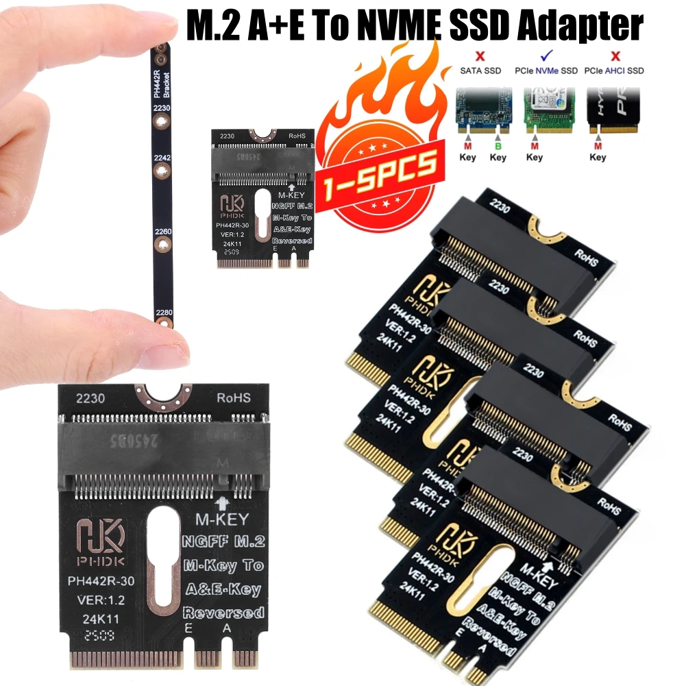 NGFF A E-Key Male To NVME M-key Female Extension A/E Key To M Key PCIE 4.0 Riser Card for 2230 2242 2260 2280 NVME SSD