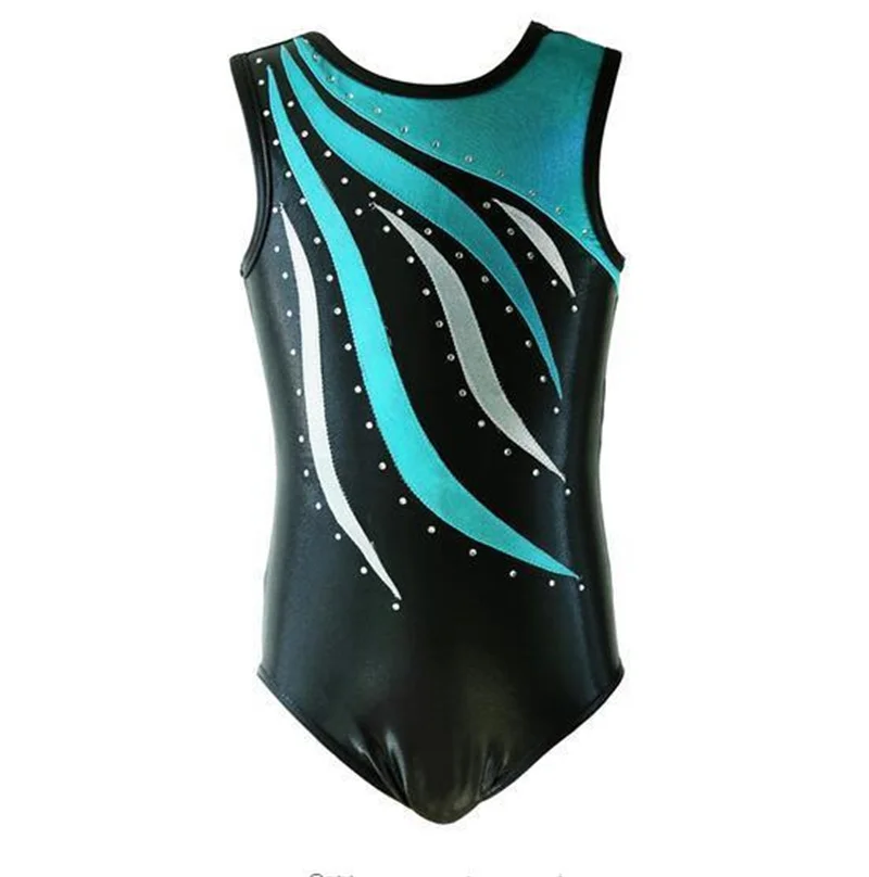 Hot Sale Cheap Full Size Kids Girls Children Sleeveless Rhinestones Tank Gymnastics Leotards