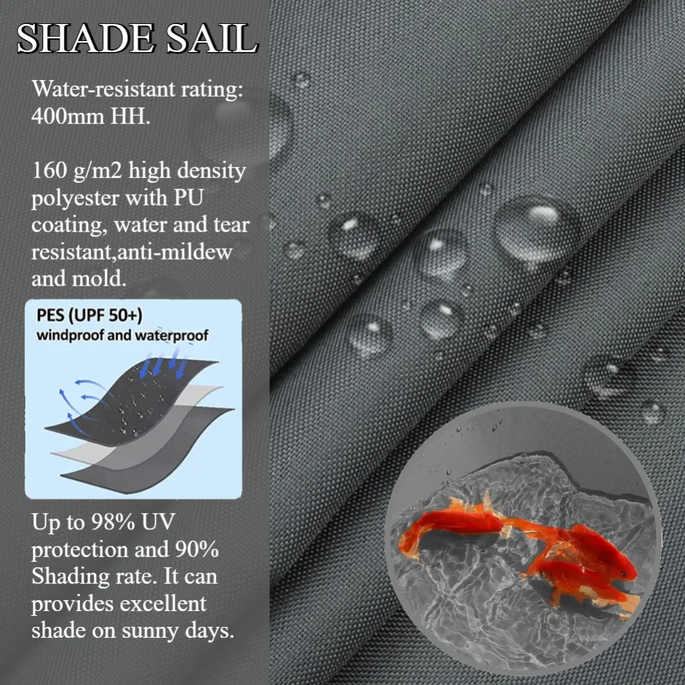 Vela parasol impermeable, toldo rectangular con protección solar, dosel con accesorios, vela de bloque UV 95% para jardín, Patio, pérgola y balcón
