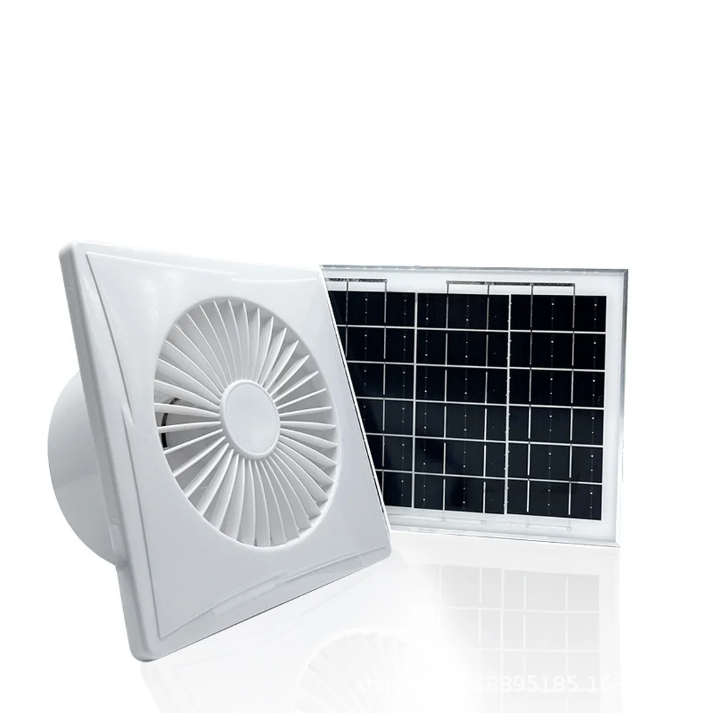 8 Inch Solar Powered For Exhaust Fan Low Noise 40DB High Airflow Ventilation For Greenhouse Pet House Barn Chicken PP Plastic
