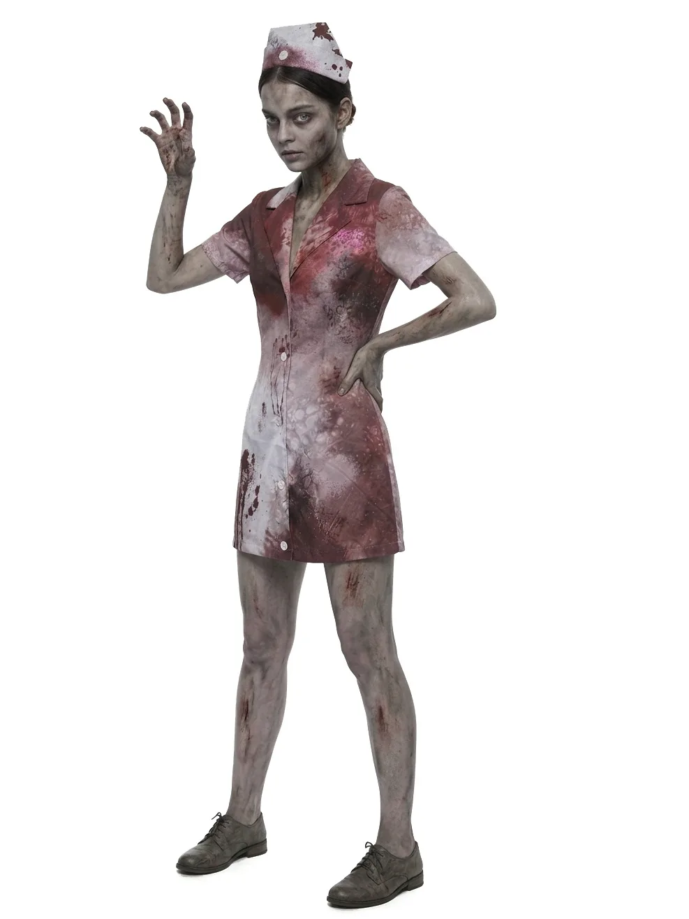 Déguisement Infirmière Zombie Déchirée avec Coiffe – photo 15