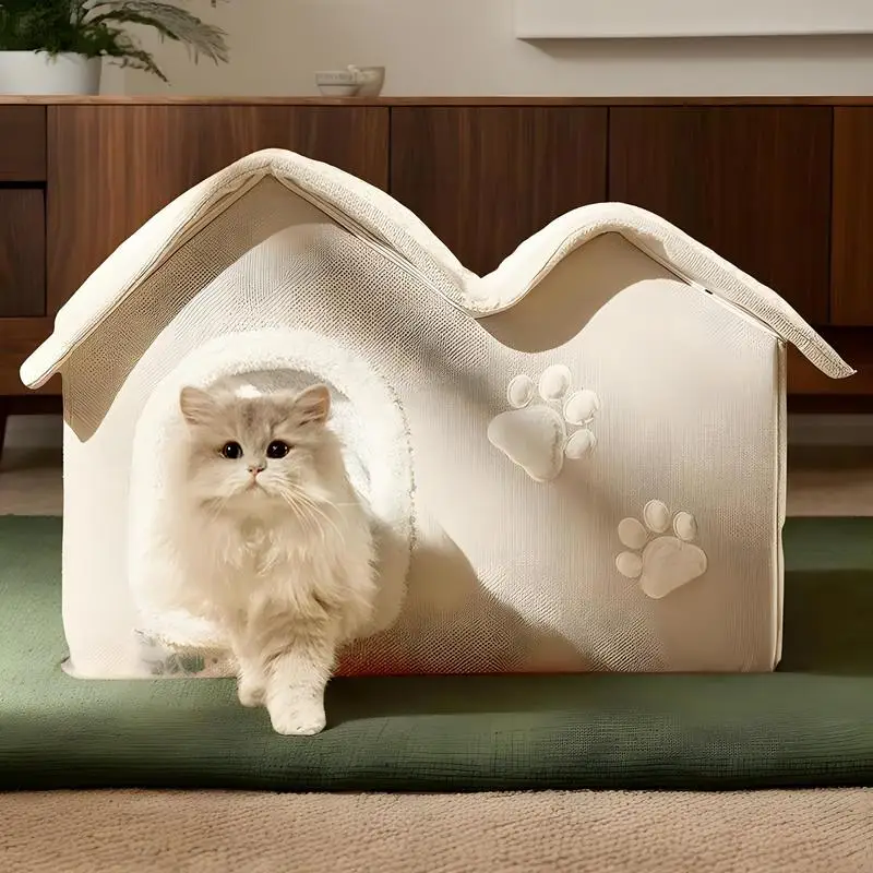 

Warm Cat House Outdoor Cat House For Winter Cat Hideouts For Indoor Cats Cat Bed Cave Non-Slip Warm For Winter Cats Small