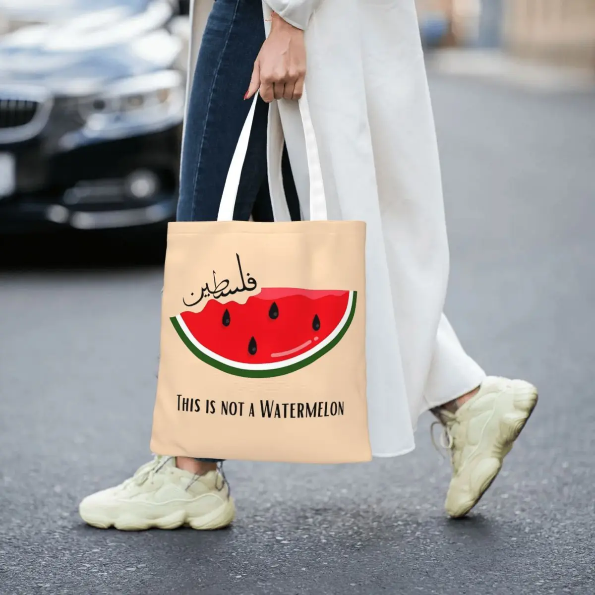 Magritte Parody This Is Not A Watermelon Canvas Tote Bag Simple style Large Capacity Trend Bags for Women Men