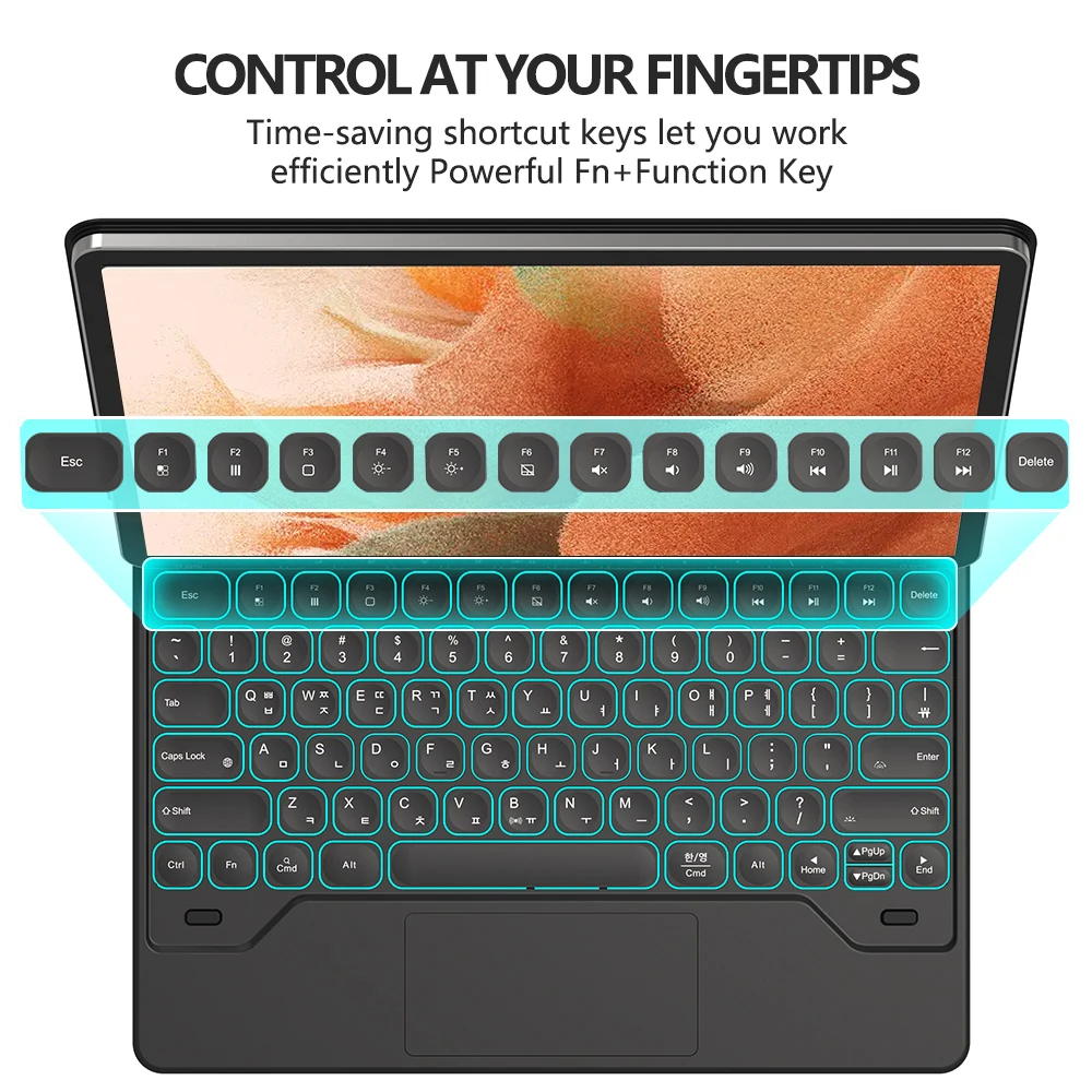 Imagem -02 - Teclado Mágico para Samsung Galaxy Tab Trackpad Multi-angle Teclado Retroiluminado s9 Mais s8 Plus s7 fe s7 Mais 124 Case