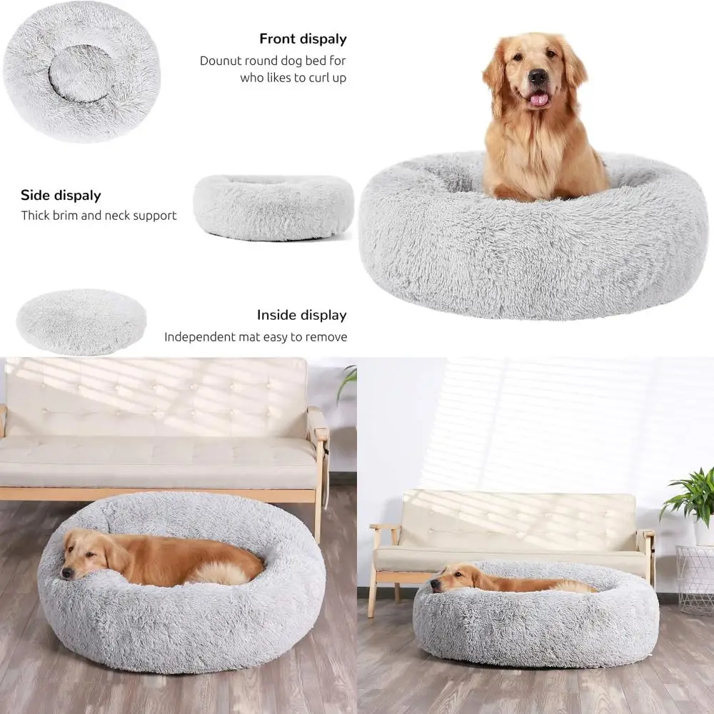 

X-Large Calming Donut Dog Bed, Comfortable Indoor Bed for Large Pups, 36 Inch