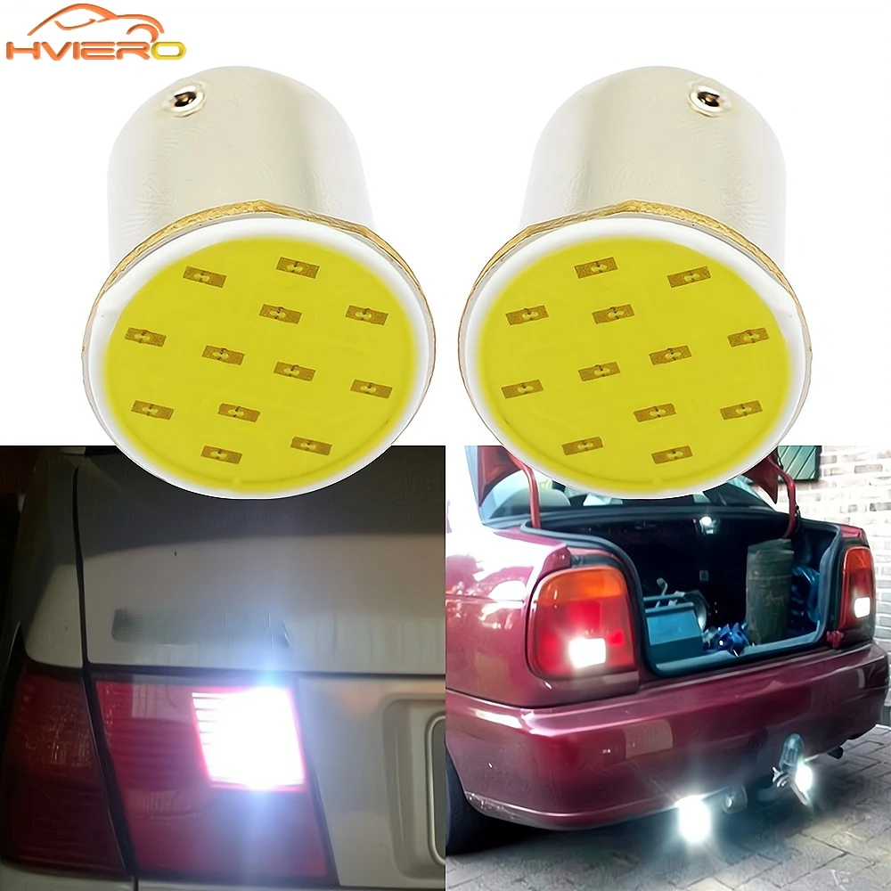 2X Cob P21w Weiß Rot 12Led 1156 BA15S 1157 BAY15D Reverse Stamm Hinten Blinker Birne Anhänger Lkw Licht parkplatz Auto Auto Lampe