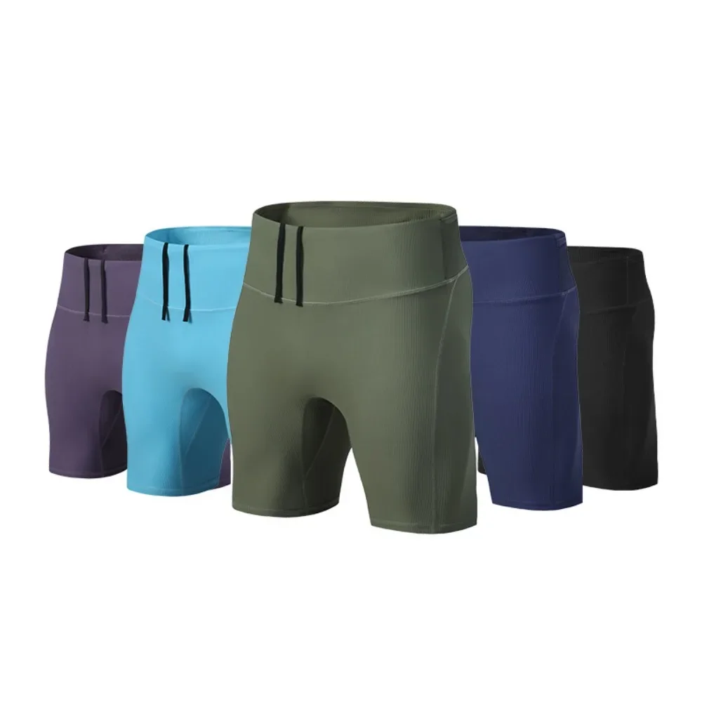 Ice Silk Cool Running Shorts 2025 High Elastic Quick-dry Multi-pocket Training Pants