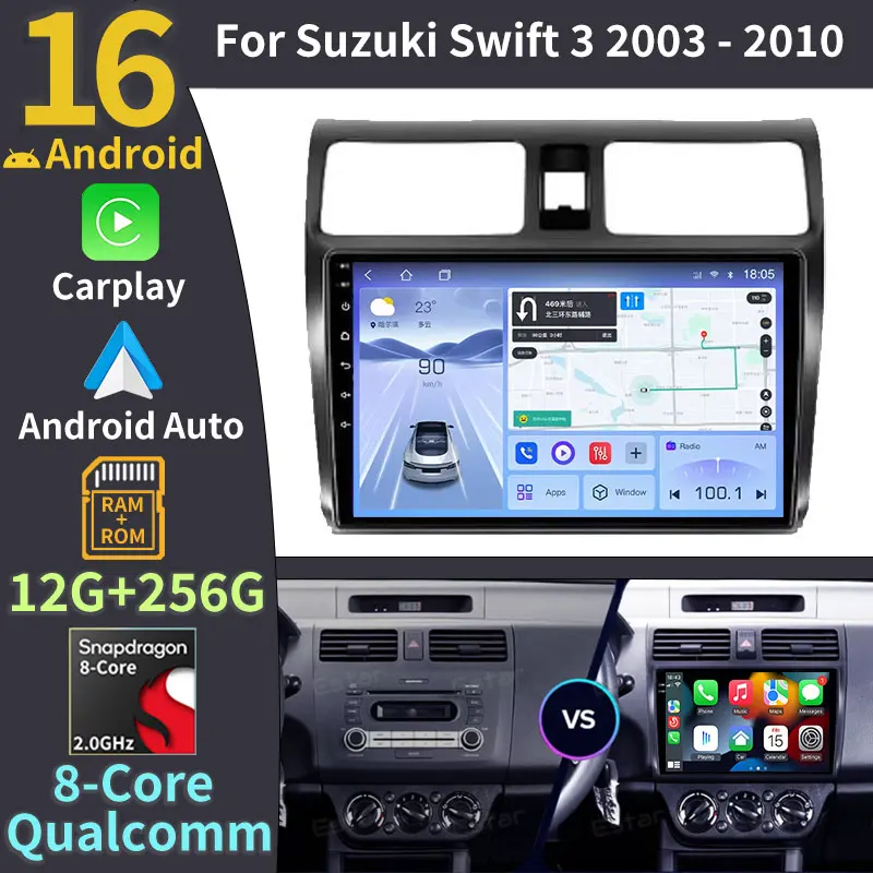 Wireless Carplay Android Auto For Suzuki Swift 3 2003 - 2010 Android 16 Car Radio 360 Camera 2din Head Unit BT Multimedia Player