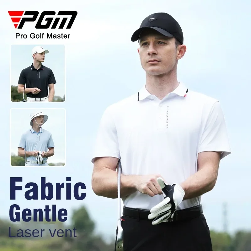 

PGM Golf Clothing Men's Summer Short Sleeved T-shirt Breathable Perforated Sports Clothing Golf Top