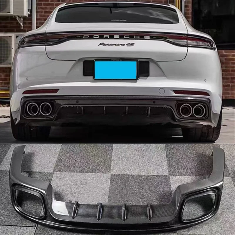 

For Porsche Panamera 971 2017-2023 Real Carbon Fiber Car Rear Bumper Lip Diffuser Splitters Spoiler Car Accessories Body Kit