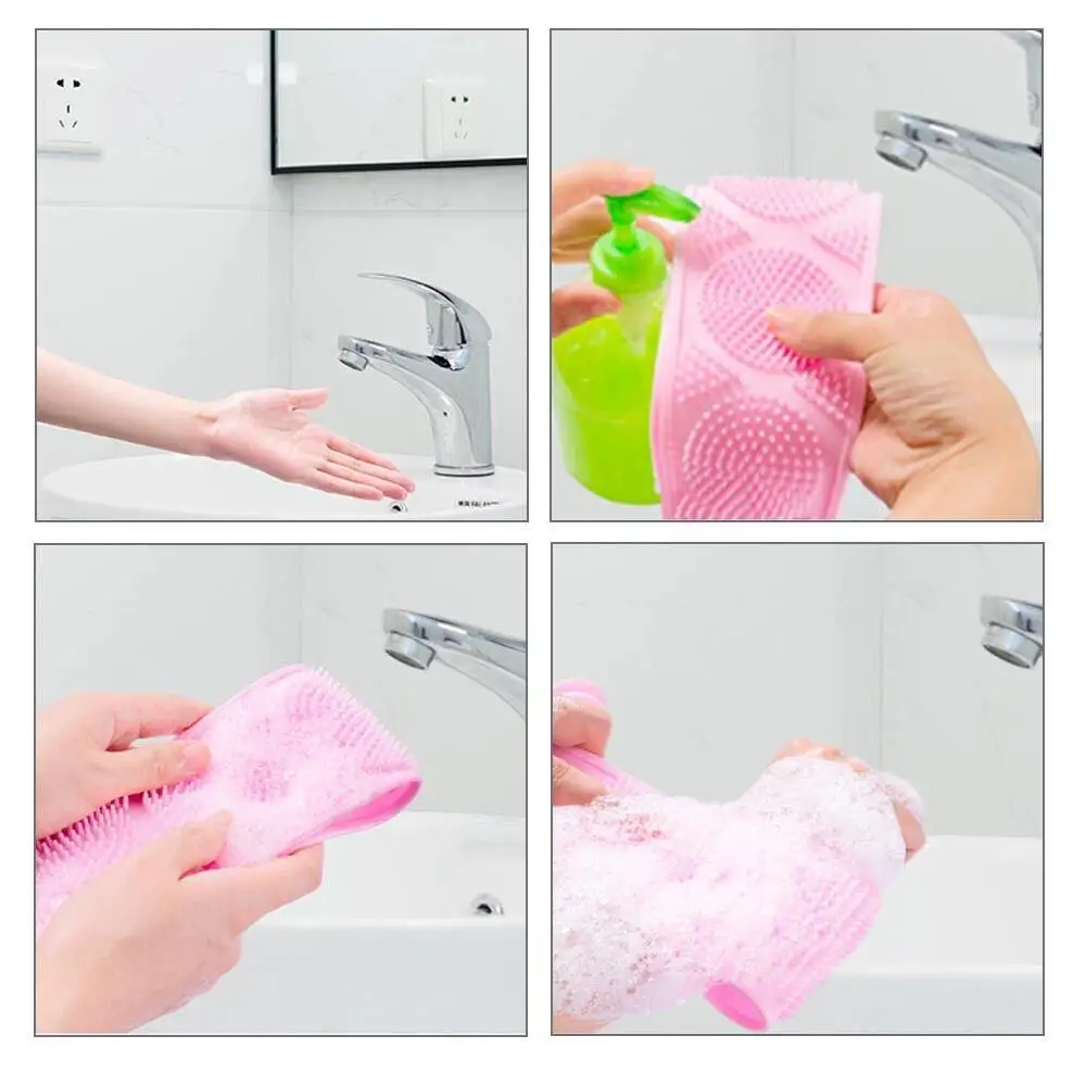 Shower Supplies Spa Massage Body Cleaning Silicone Bath Brush Skin Exfoliating Back Scrubber Dual Sided Bath Belt