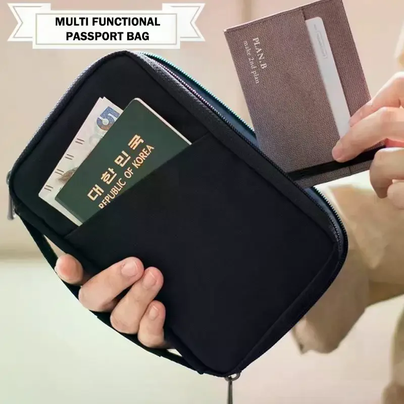 

Waterproof Passport Holder Cover Case Multi-Function Passport Protective Cover Zipper Document Case Travel Wallet Accessories
