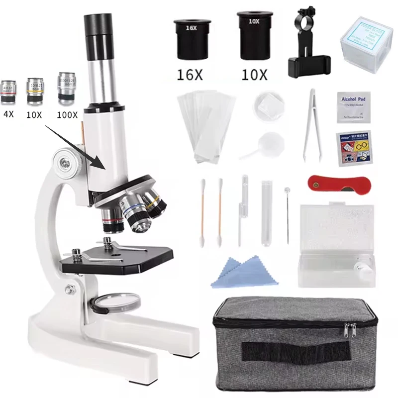 40x-1600x kompozytowy adapter do telefonu komórkowego z mikroskopem studenckim i zestawem mikroskopu odpowiedni dla studentów w laboratorium domowym