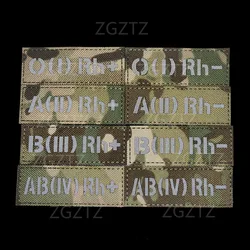 A B AB O Blood Type Group Positive POS Negative NEG Rh+ Rh- Infrared Reflective Patches Military Chevron Strip Embroidery Badges