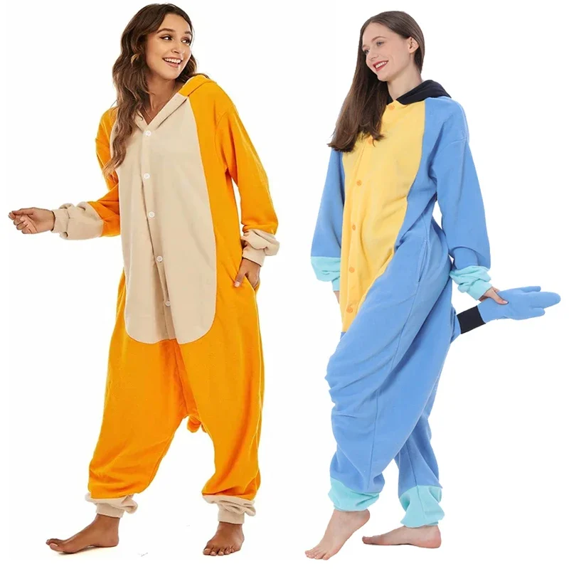 QQ8 الكبار هالوين نيسيي الكرتون منامة للنساء الرجال الحيوان Kigurumi منامة الكلب Homewear تأثيري زي الحفلات 5Lk¥