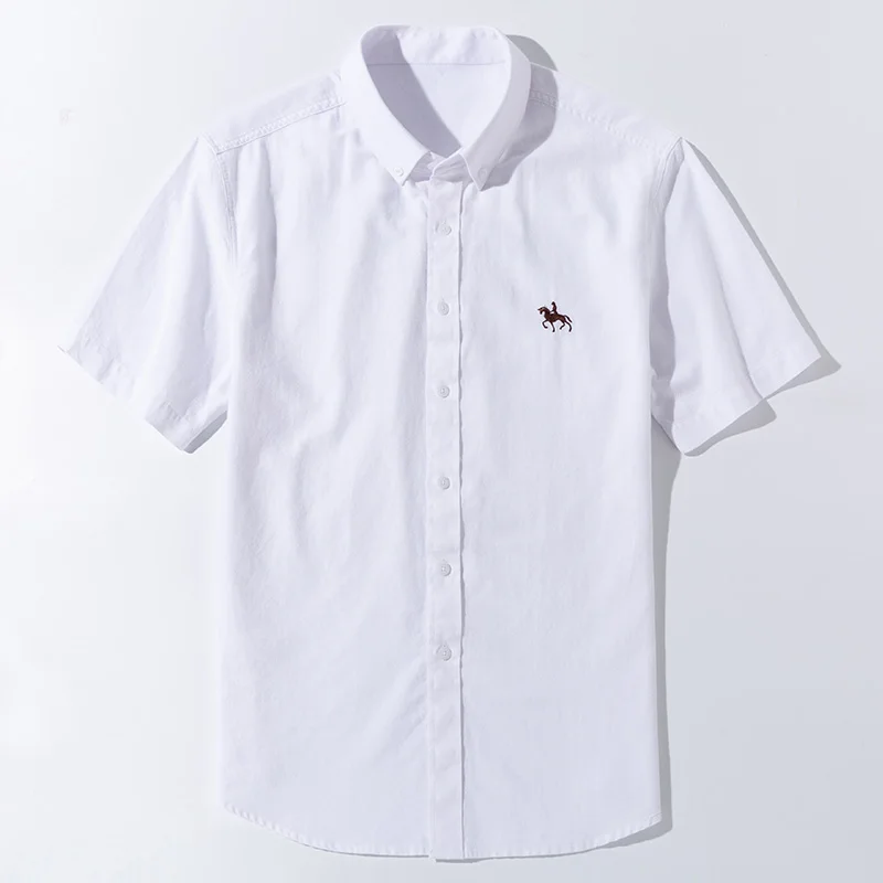 S~6XL Cotton Oxford Shirts For Mens Short Sleeves Summer  Male Clothes Business Casual  Regular Fit High Quality Fashion