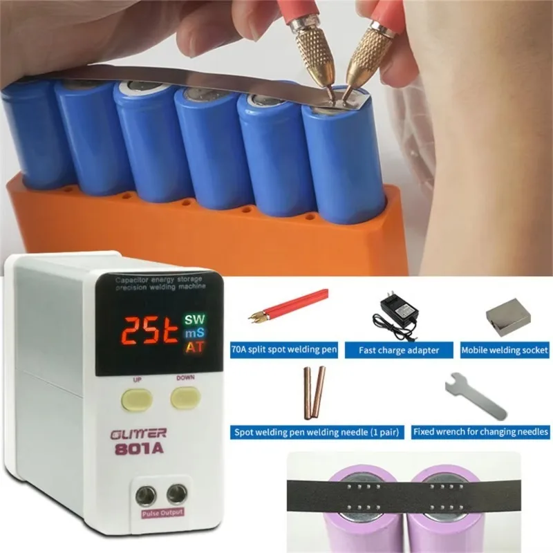 เครื่องเชื่อมแบตเตอรี่ 801A แบบจุดเชื่อม สำหรับแถบนิกเกิล DIY18650 เครื่องเชื่อมแบตเตอรี่ลิเธียม สแตนเลส เหล็ก. การเชื่อมโลหะแบบนิกเกิลสปอต