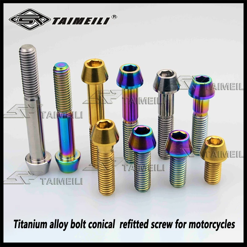 Titanium Alloy Bolt Conical M8 X 15/20/25/30/35/40/45/50mm Refitted Screw for Motorcycles