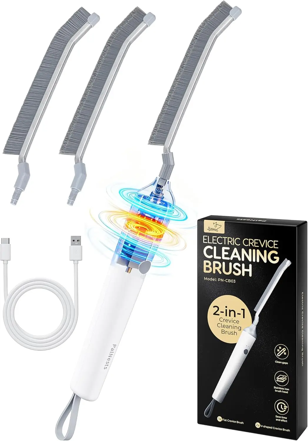 

Reciprocating Deep-Clean Brush - Powered by Back-and-Forth Scrubbing Action & LED Light, 3-Speed 2-in-1 Hard and V-Shaped