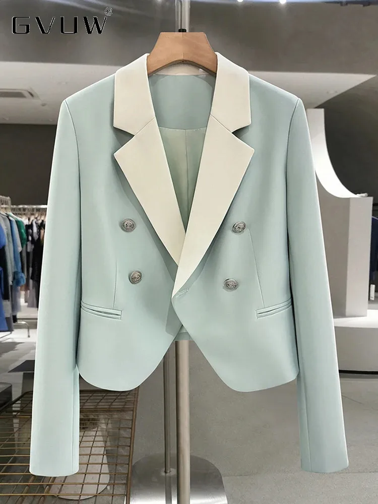 

Женский двубортный Блейзер GVUW, модный пиджак с длинным рукавом в стиле минимализма, модель 17G7657 в стиле колор блок, 2024