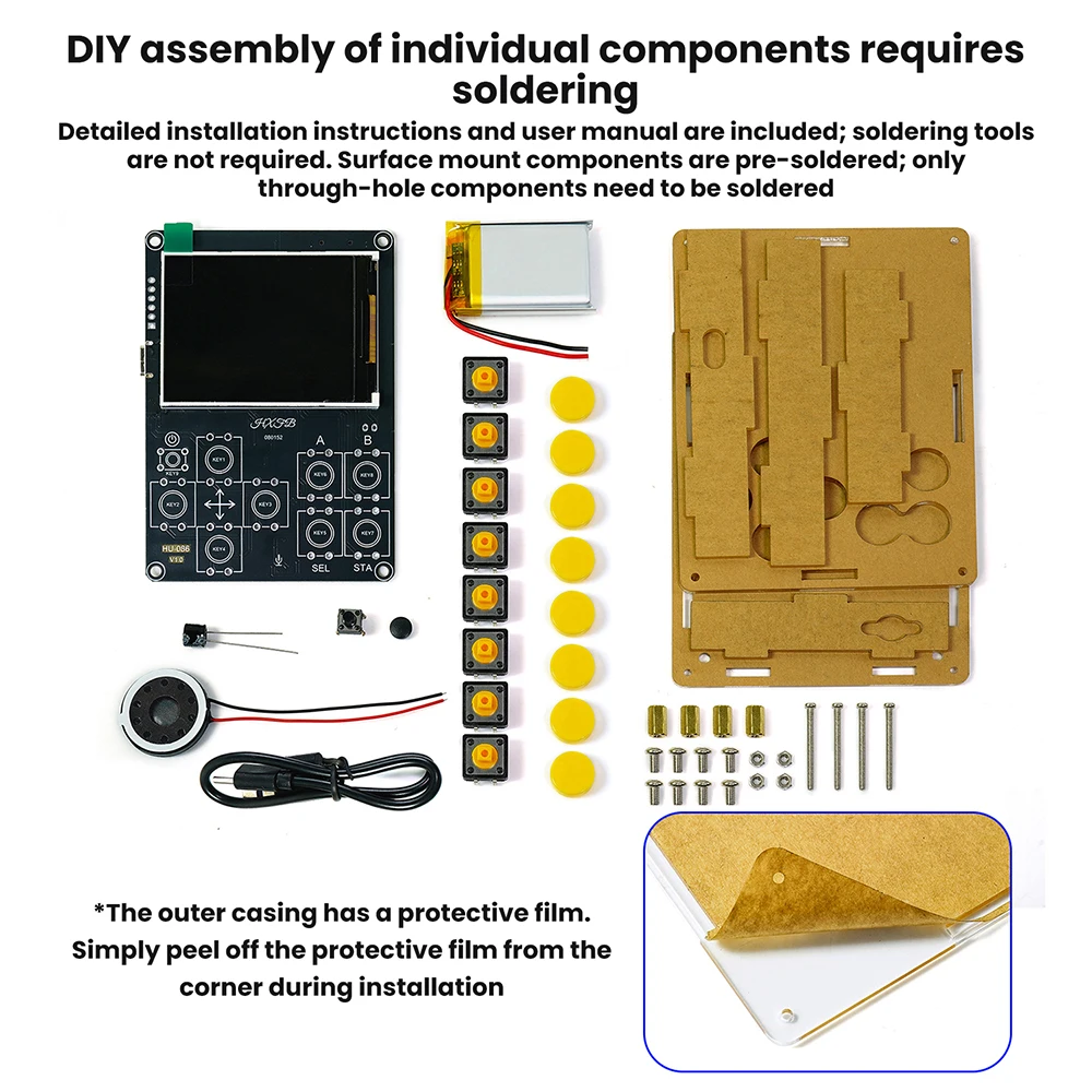 AI Multifunctional Handheld DIY Kit with LCD Game Console Weather Clock Music Spectrum Voice Dialogue Welding Practice Parts