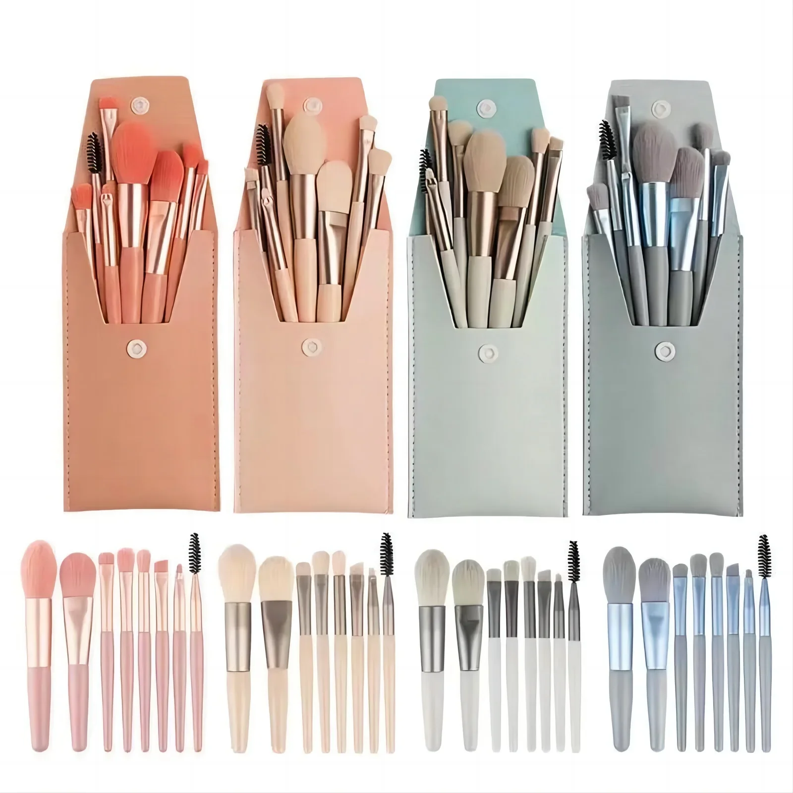 Portable 8-Piece Makeup Brush Travel Set with Bag Eyeshadow Brush Foundation Concealer Makeup Brush Soft Hair Makeup Tools