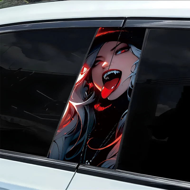 2 pieces of automotive B-pillar stickers Vampire Girl Smooth material protection film with anti-scratch properties