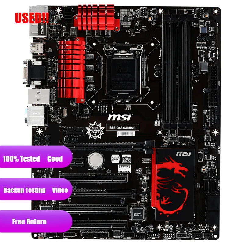 Used MSI B85-G43 Gaming LGA 1150 With Intel B85 HDMI SATA 6Gb/s USB 3.0 ATX  Motherboard