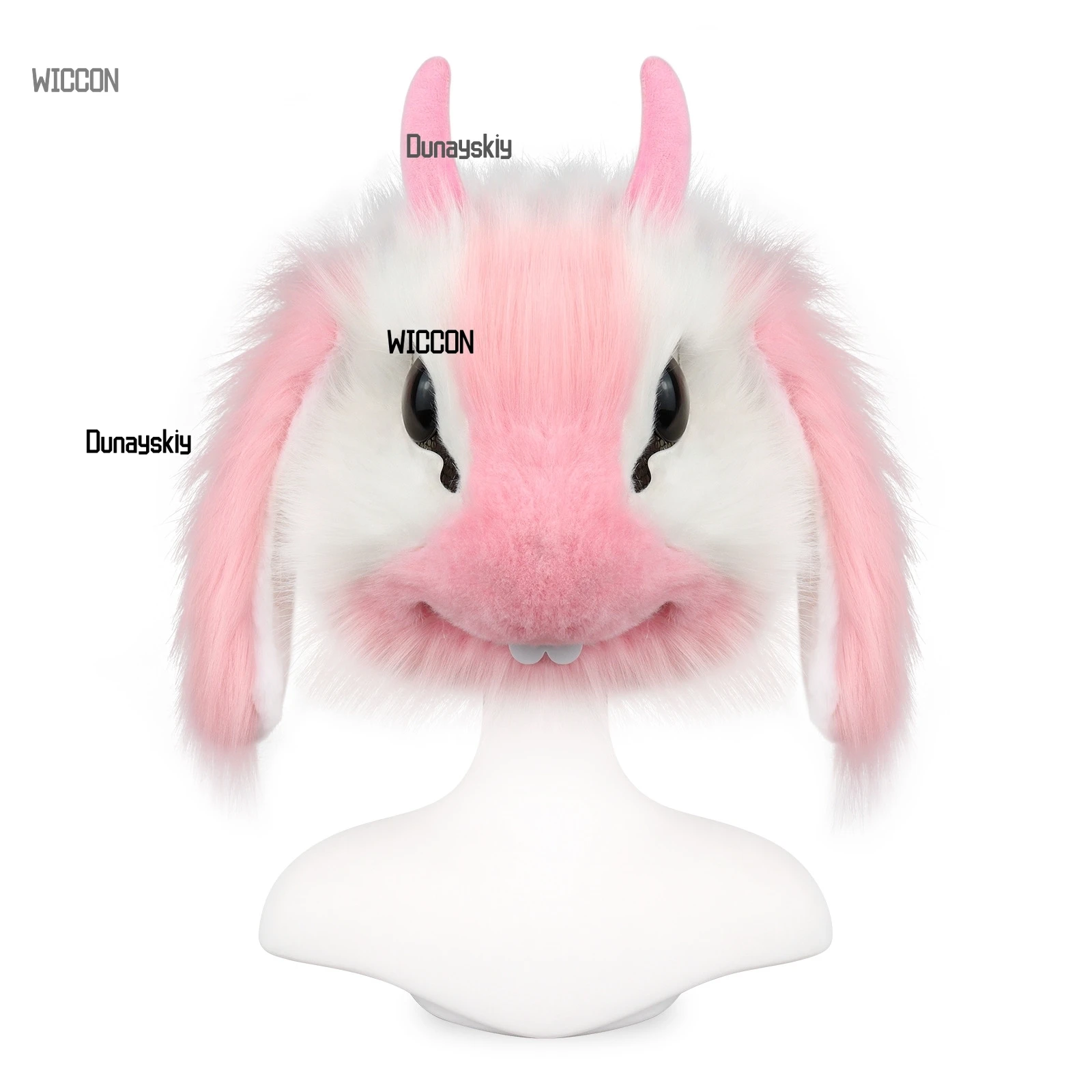 فروي رأس أرنب قطيفة مع آذان متدلية kawaii Jirai Kei أزياء تنكرية عالية الجودة ملحقات حفلات الهالوين