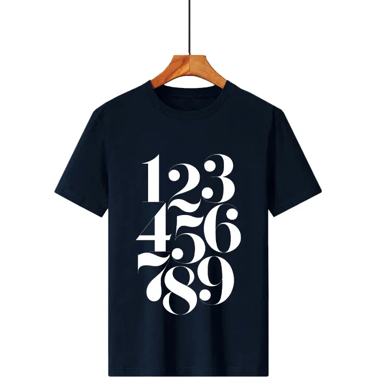 Men's Arabic Numerals Printed T-shirts Summer Short Sleeve Casual Tees for Man Harajuku Designer Tops for Male Oversize Clothing