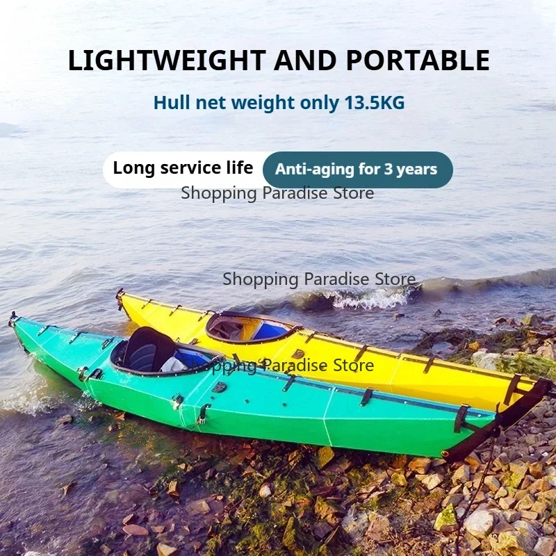 3.9m Portable Hard Shell Kayak/Canoe/Raft - Foldable Rigid Single Boat with 100kg Load Capacity for Solo River And Lake Recreati