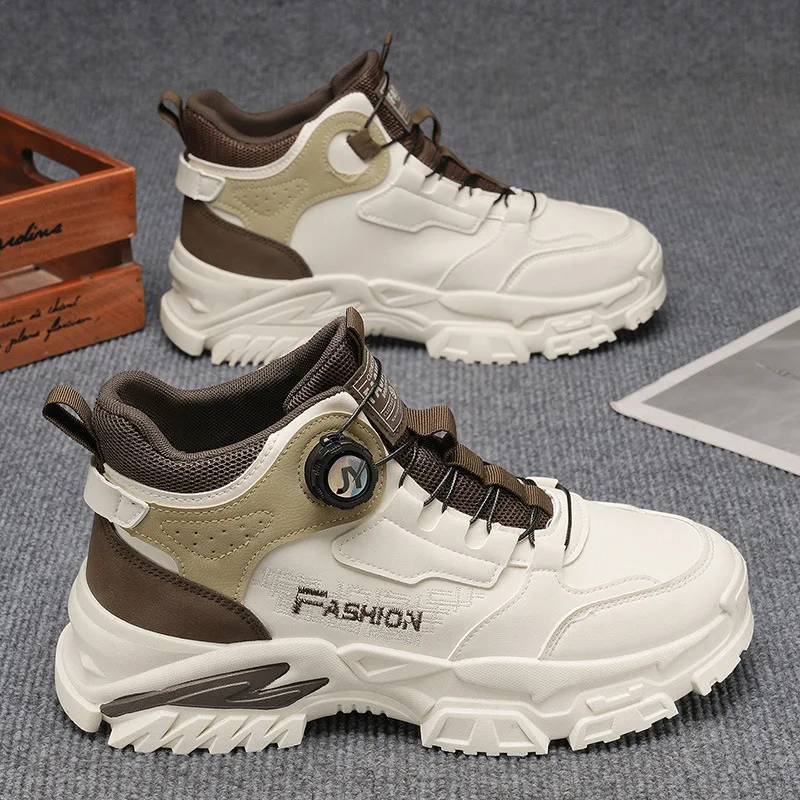 Mens High Top Dad Shoes Comfortable Breathable Chunky Sole Sneakers Fashion Casual Sports Shoes Height Increasing Platform Shoes