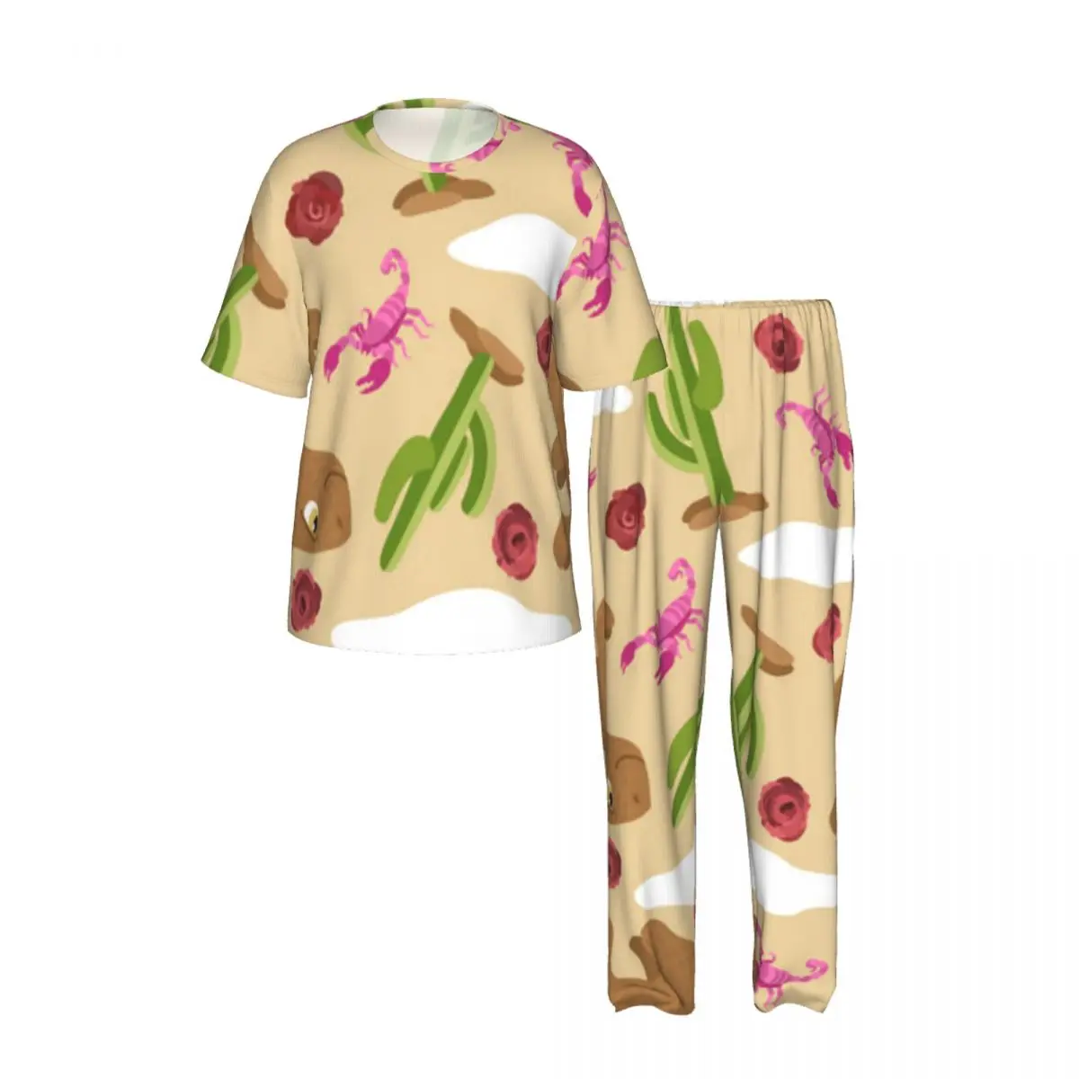 Sleepwear Summer Spring Home Clothes Cute Capybaras Cactuses Short Sleeve Long Pant Nightwear