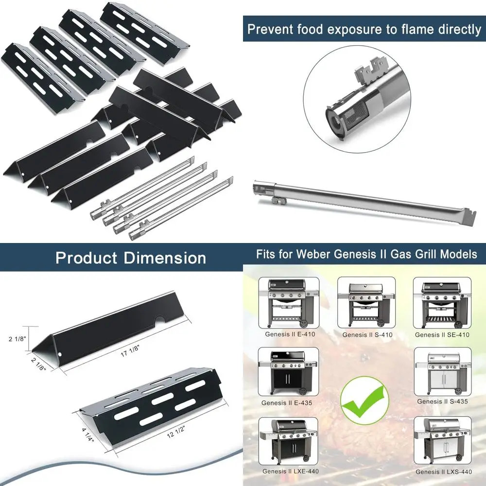 

Weber Genesis II E-410/S-410 & LX E-440/S-440 Porcelain Steel Flavorizer Bars, Heat Deflectors, and Grill Burners