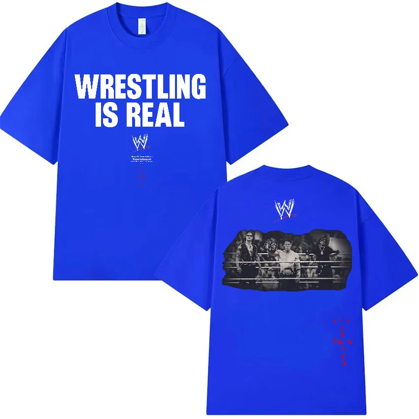 Wrestling Is Real Camiseta de manga curta com gola redonda