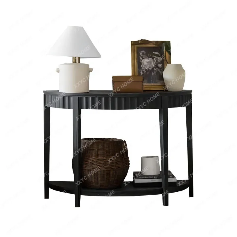 

ML Entrance cabinet Solid wood decorative art Entrance desk Entrance semicircular retro foyer table