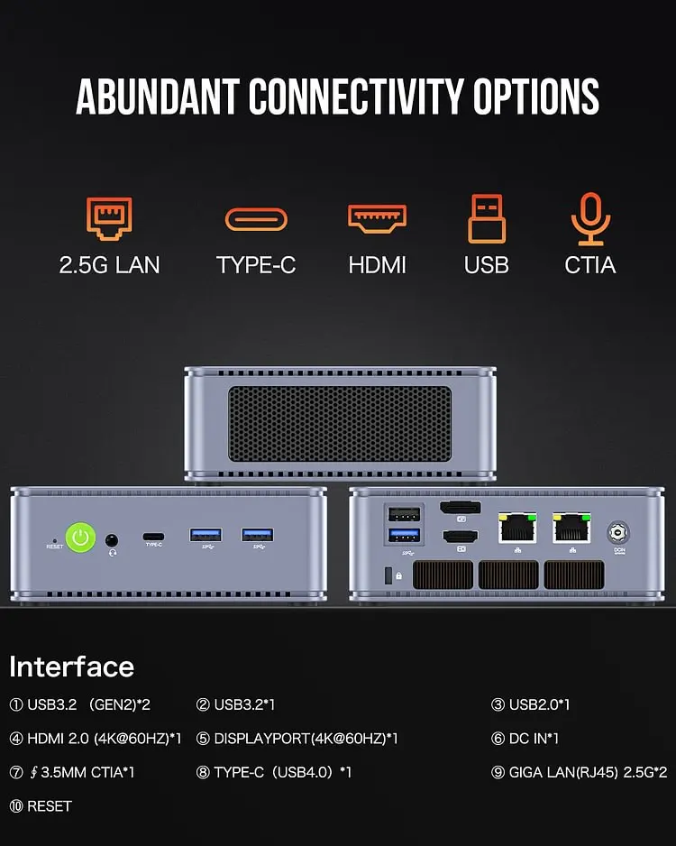 GMKtec K6 AMD R7 7840HS Gaming Mini PC 8 núcleos 16/32GB DDR5 512GB/1TB SSD Computador Gaming PC Mini Computador PC Desktop