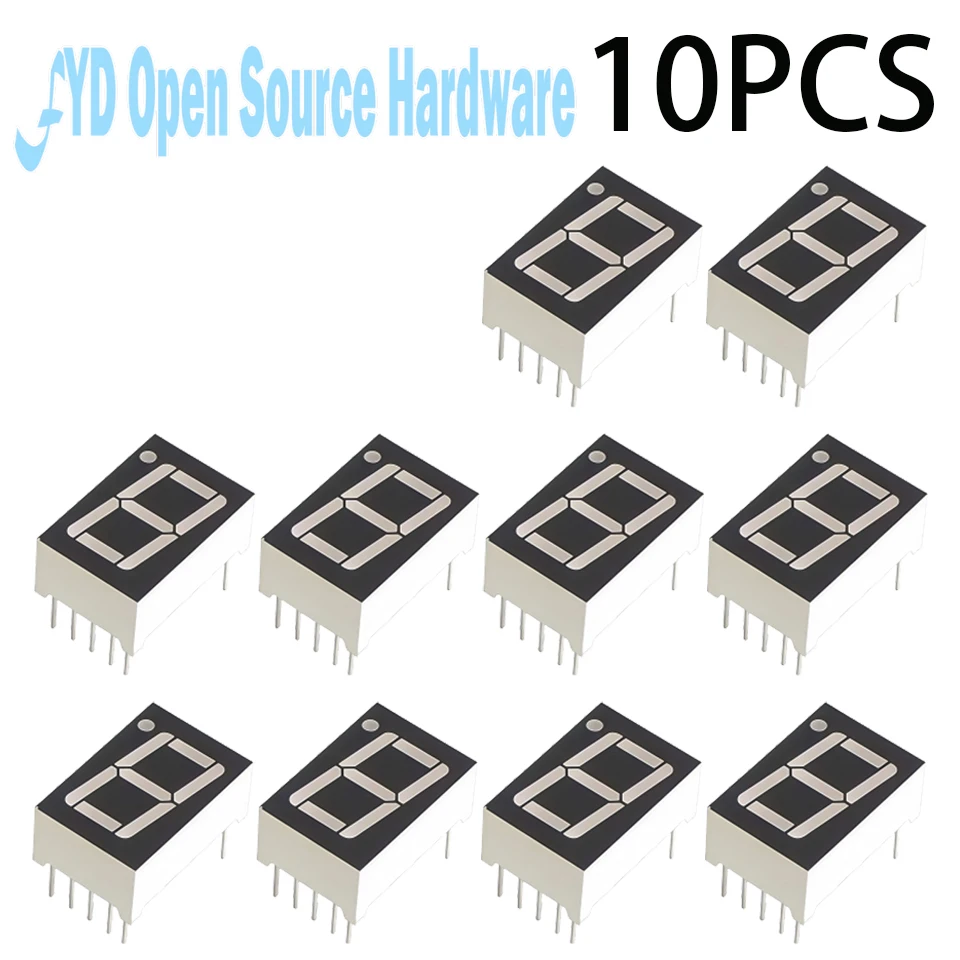 10-100 قطعة 0.56 بوصة 7 قطعة 1 شاشة LED رقمية سوبر الأحمر الكاثود المشترك أنود DIP10