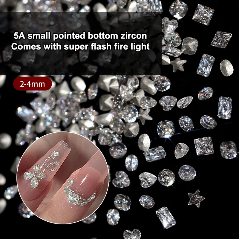 20Pcs Mini Nail Rhinestones Sharp Bottom 3D Flash Horse Eye Nail Art Crystal Gems Dazzling Manicure Nail Art Decoration