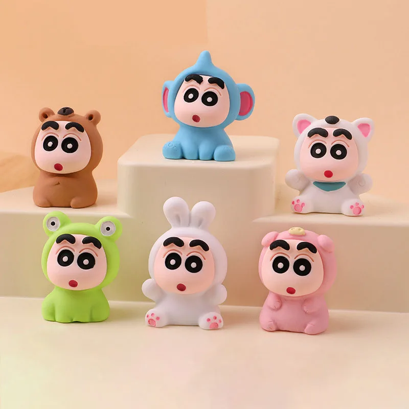 

6pcs Anime for Crayon Shin-Chan Doll Action Figures DIY Ornaments Crafts High-end Desk Decorations For Christmas Gifts
