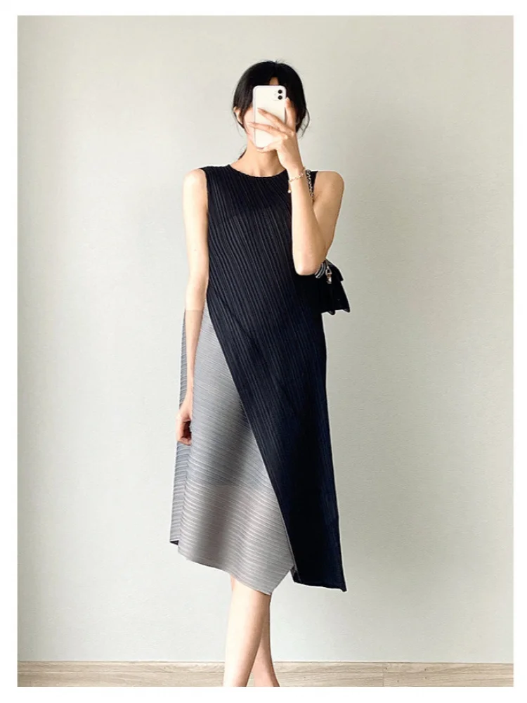 【خفيضات مياكي الساخنة】فستان نسائي فاخر |       كتلة الألوان |       فضفاض حجم كبير |       مطوي ألف خط |       تنورة عصرية [2535zsj--