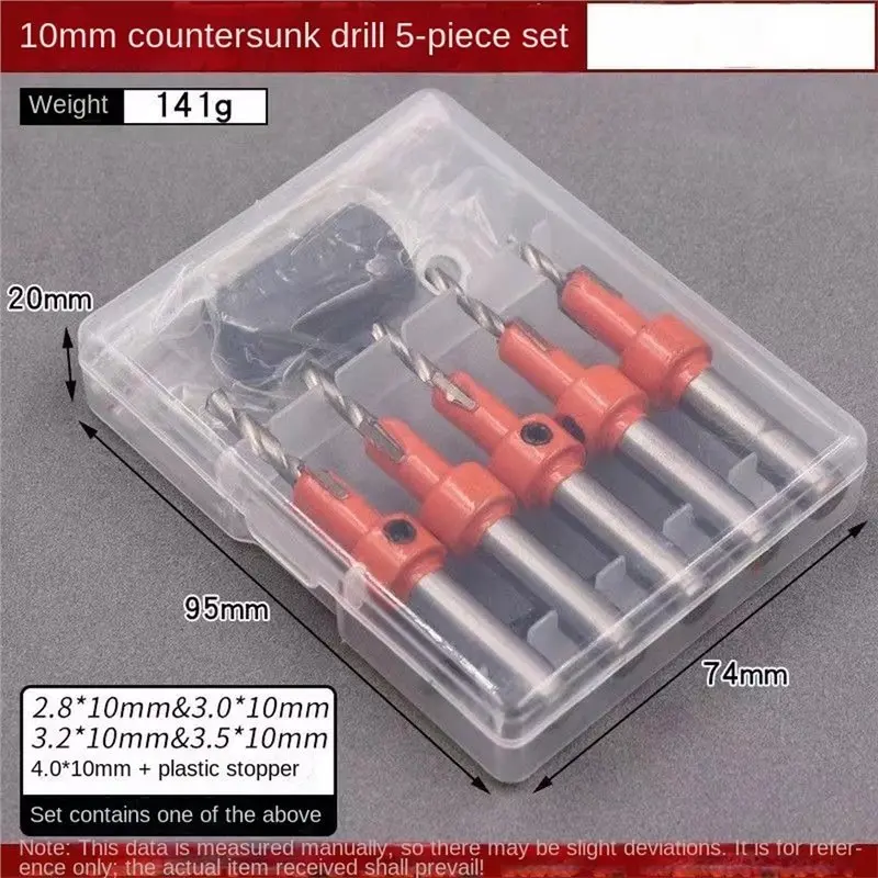ABLN-Countersink Drill Bit Limit Drilling Depth Woodworking 5PCS Set 10Mm Shank Screw Extractor Demolition Wood Drilling