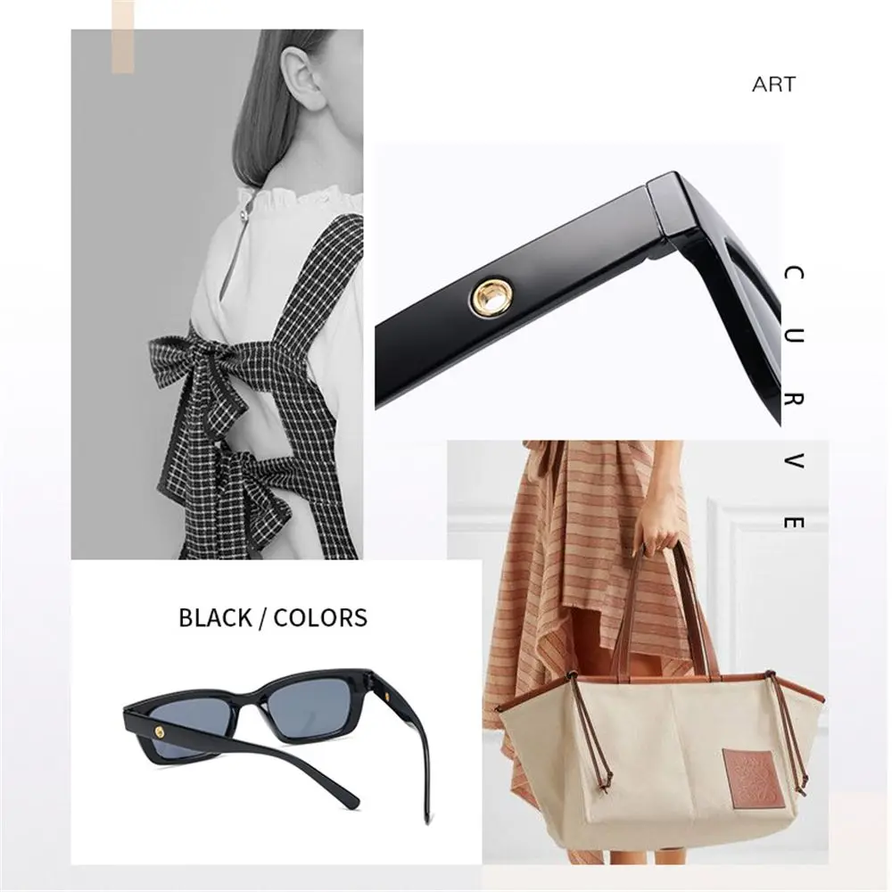 Women Rectangle Sunglasses Retro Driving Glasses 90s Vintage Fashion Narrow Square Frame UV400 Protection Eyeglasses