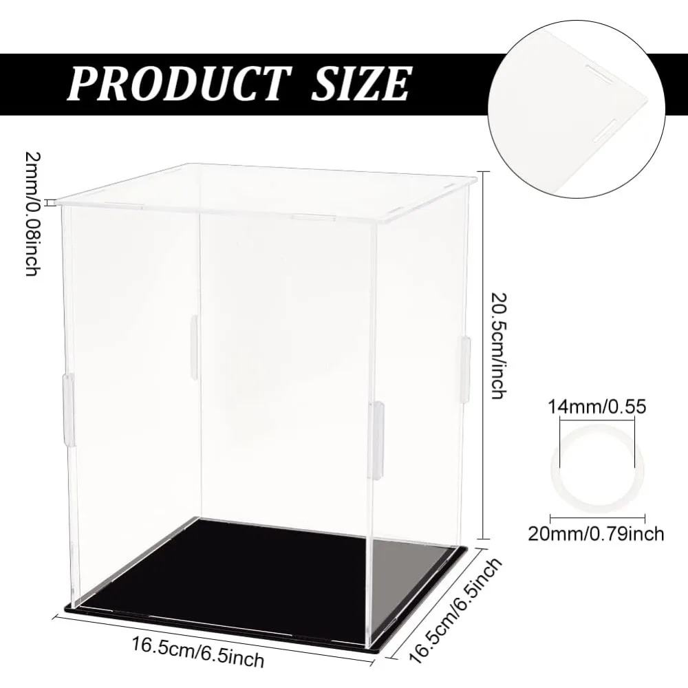 Mini Helmet Display Case with 13 Rubbers 6.5x6.5x8.1 inch Assemble Clear Acrylic Dustproof Box for Basketball Model