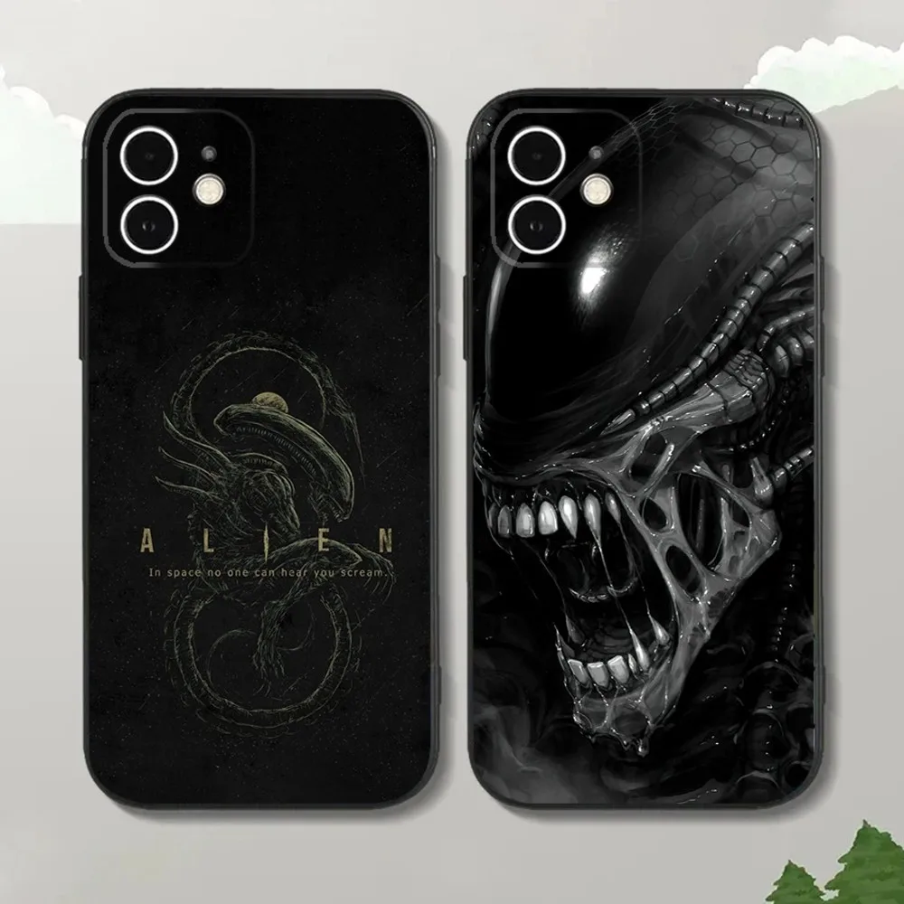 Movie A-Alien X-Xenomorph Phone Case For iPhone16,15,14,13,12 Mini 11 Pro XR,X,XS,MAX 7,8 Plus Silicone Cover Soft Black