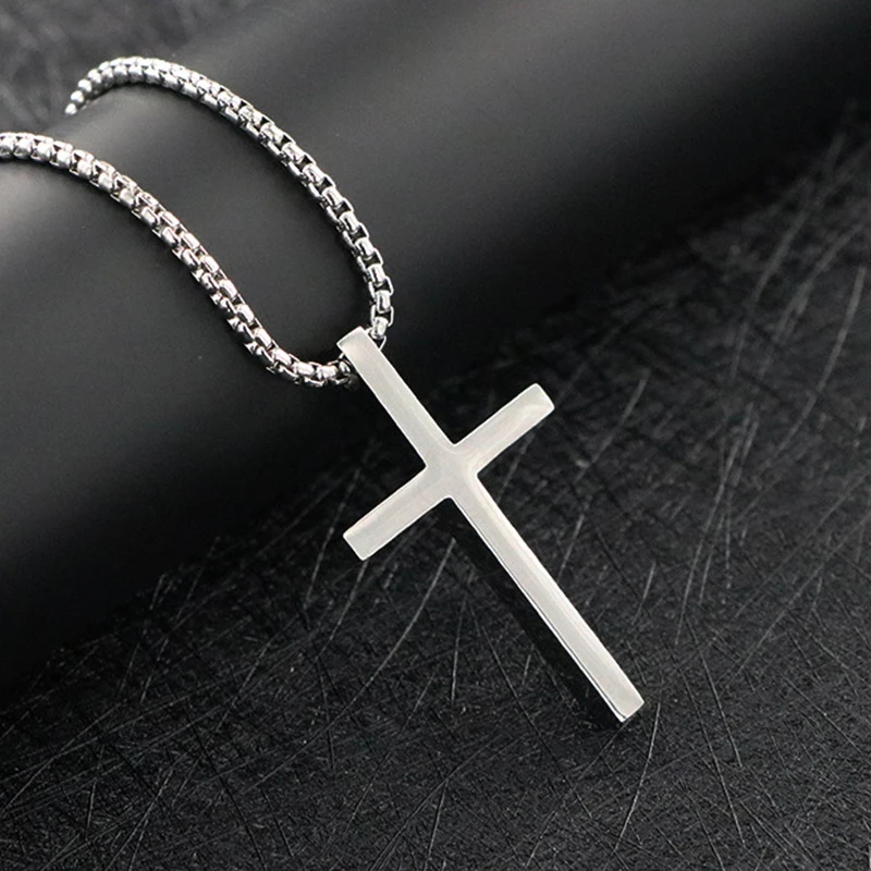 Stainless Steel Cross Pendant Necklace for Men Women Minimalist Jewelry Male Female Prayer Necklaces Chokers Fashion Jewelry