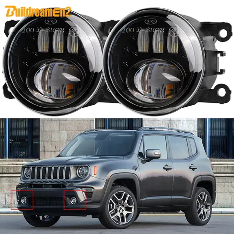 2X60W 자동차 LED 렌즈 안개등 H11 전면 안개 주간 러닝 램프 어셈블리 Jeep Renegade BU 2015 2016 2017 2018 2019 2020