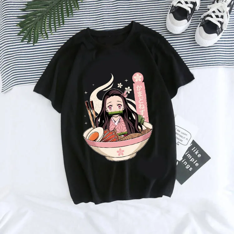 Japanese Anime Demon Slayer T Shirt for Women Kimetsu No Yaiba Nezuko T-shirt Female Tanjirou Kamado Graphic y2k Clothes Tops