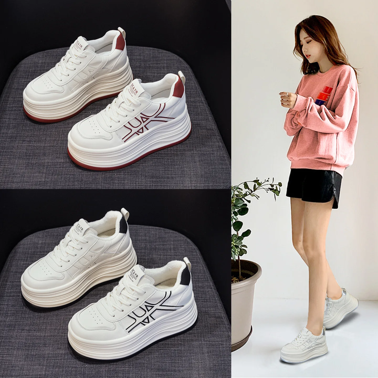 

Women's Thick Bottom Sneakers Fashionable Casual Heightening Dad Shoes Autumn 2025 Small Size Increase Leisure All-Match